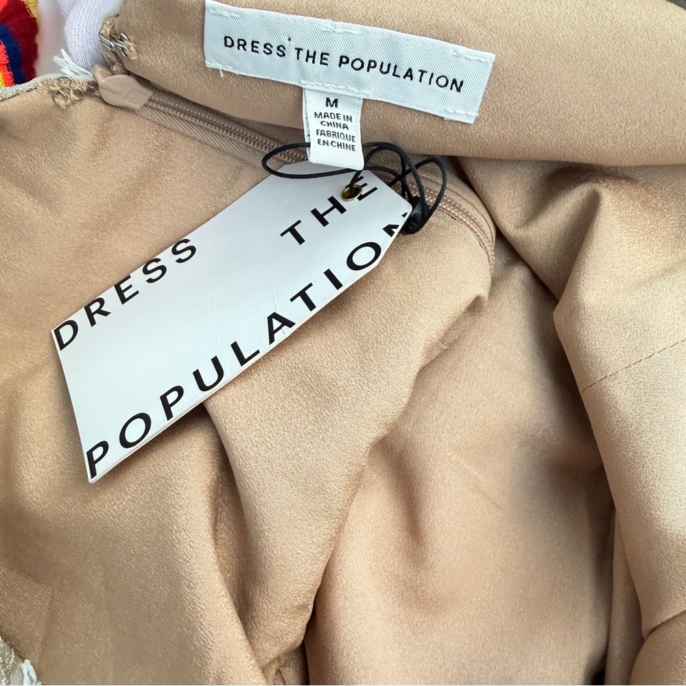 *New* Dress the Population Elisa floral-embroidered midi dress, Size Medium - Picture 7 of 9